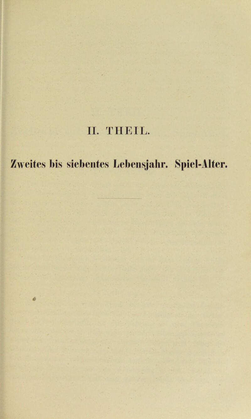 Zweites bis siebentes Lebensjahr. Spiel-Alter.