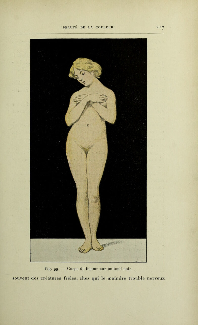 Fig. 99. — Corps de femme sur un fond noir, souvent des créatures frêles, chez qui le moindre trouble nerveux