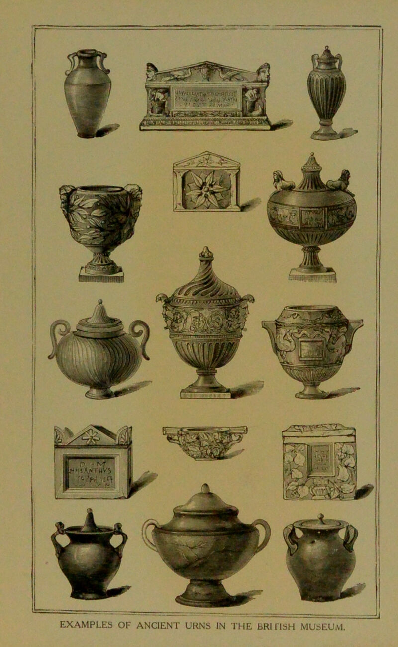 fititaisageg^^s1 r f EXAMPLES OF ANCIENT URNS IN THE BRITISH MUSEUM.