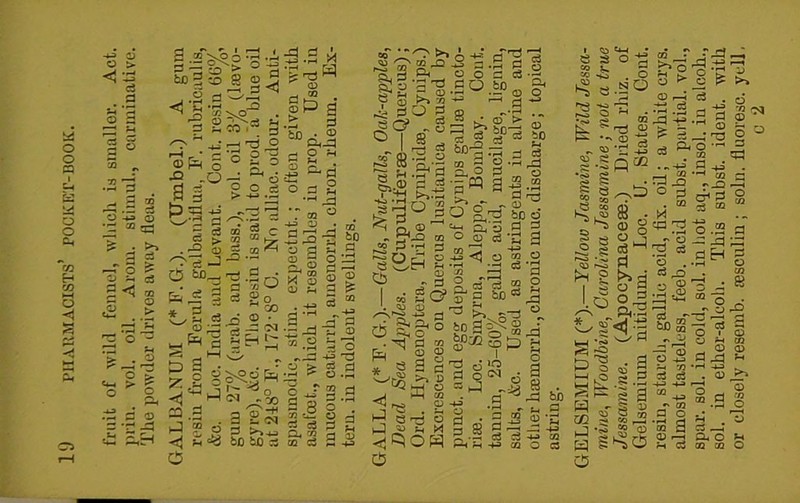 fruit of wild fennel, which is smaller. Act. priu. vol. oil. Arorn. stimul., carminative. The powder drives away fleas. GALBANUM (*F.G.). (Umbel.) A gum u '=: ■g .2 ~ | | £■ a°l o 3 > '*■* 'JZ ^ ^ M co gp a ,s p r- O ^ S ^ r -M P o d 2   m P 2 5 ® m C 5 > M 03 hr ^r—j ^ r-\ ~ 3 c3 go 3 CO <3 r$ © • © ;P -d -a Cvl 3^^ r o « >P c5 .8 ® fO^ *, j L.. J o ■| . 3?^ g a 3 ►»« * <% bo to s -jj U o d *h ,2 2 3 33 *8 S © © P ^ I -■ Co a ■ j a o ®.S 3 0 --O o' *3 t £ g .3 3 3 72 -Jr 5 c3 o, co c3 'iro fc*» < “&*1- ■** d'r2’^ a '3 S a Odd-; mne».« CD P*. — .30 3 i <y . 3 * si of > ir ° B 3 ?0 5 &-S.-S 3 3 as §>$11 J'S« §-=-* £ 9 0 3 O ° 33be d ^ o. © ^ a *j 2 5 - £7-P in 0 (D d ^ 3 « P'H 3 co e - Cb o co o3 §1 .a . *£§-s as , ,„C?t = Si2 J, a a -3 - o ^ 9*3.0 to 3*5^^ ' a S “ ; a 0<N .: H 3? -a co p rt o * 'GQ, o 8 <d„ * g o J .a^- ■ ^ o § • p J3 © 4 Cl O H pj $ g -S ci5 s ^ ■ w P . o go r r j3 _ S' g o • g ^ o ^ _© i> >> - n- O 2 ~ iQi» 3 3 8 0- “IS ; Co ^ S rt 1 o a ijr s <J ■ a-* 3 . d .d .3 - -a ts oi jq^.2 g £ * a„-§ 1 0 3 fta-«g . ^ -4^> P -fj rH ” ‘H M S iP JD rv JD —( 33 *3 -g to J os-Sa 2 <* 0 ^ 3 O ,.Hl O S q a 3 3 ® ' <T) —' j ip ® 3. to-; 8-0 a ? -3 ? 3 ^ “ | 9 olt -a. e cc J ■ H C5 a a .3 'i a a % >. o ; s o f^Cts —1 CO *,—’ — c3 . QJ -M -4-3 r—H CO O tfi d d a 8 % ‘m 3 ^ P © p-1 a O M ri d IS IQ o