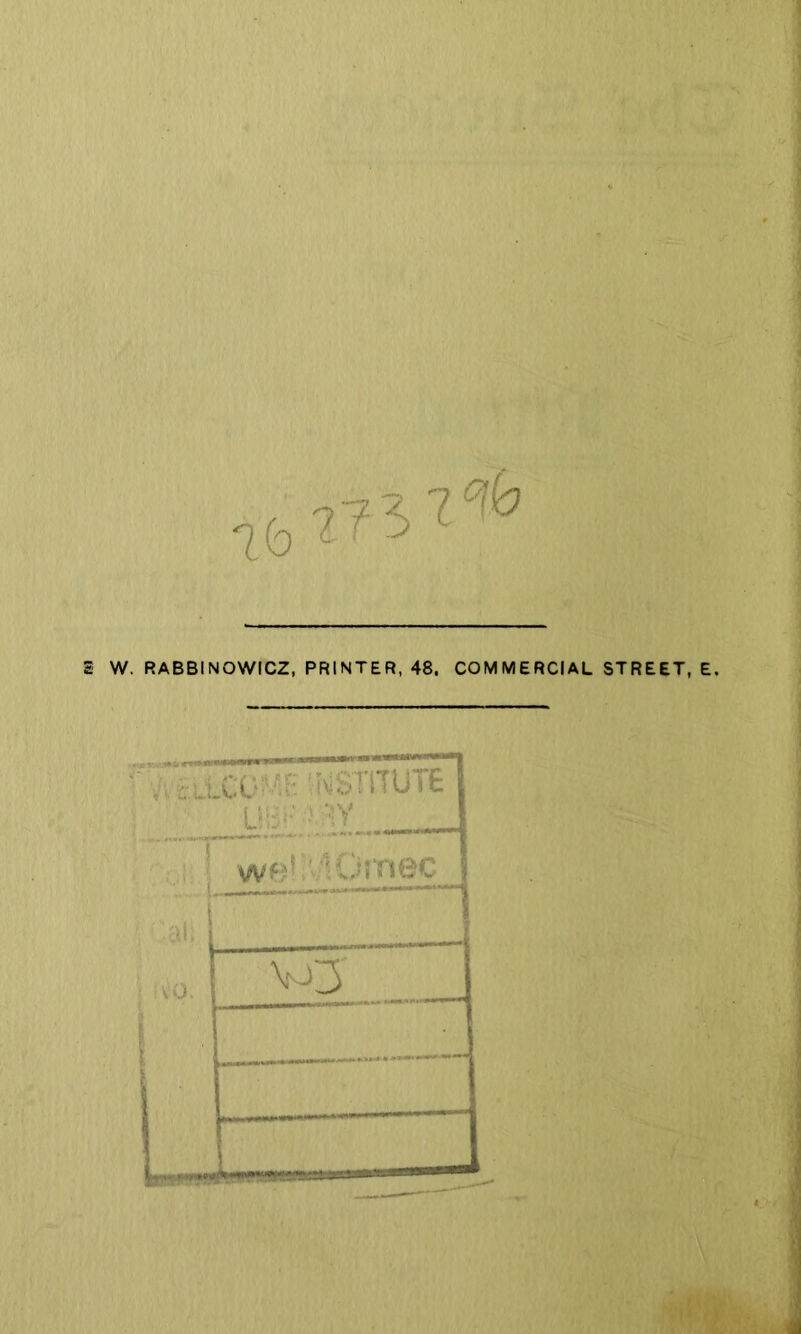 S W. RABBINOWICZ, PRINTER, 48. COMMERCIAL STREET, E. \