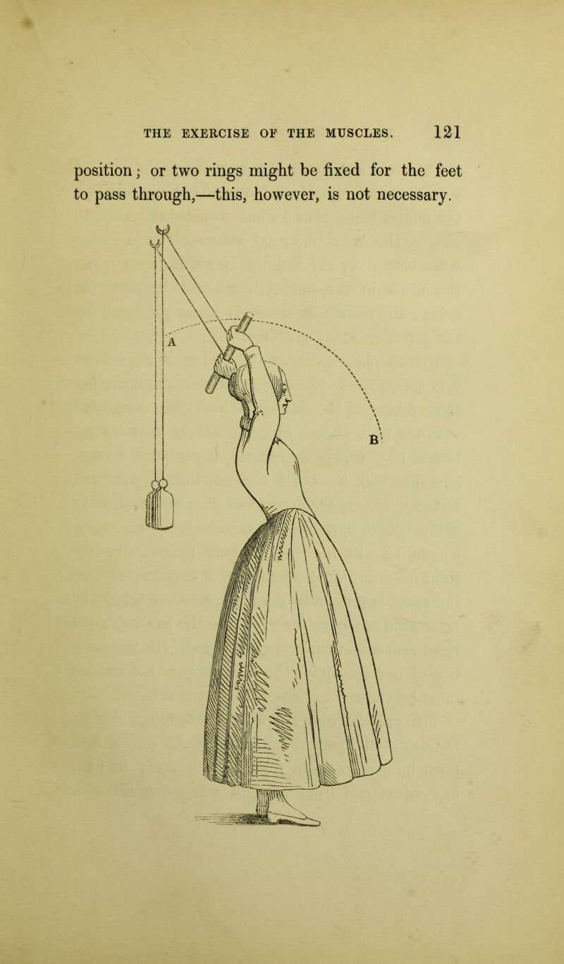 position; or two rings might be fixed for the feet to pass through,—this, however, is not necessary.