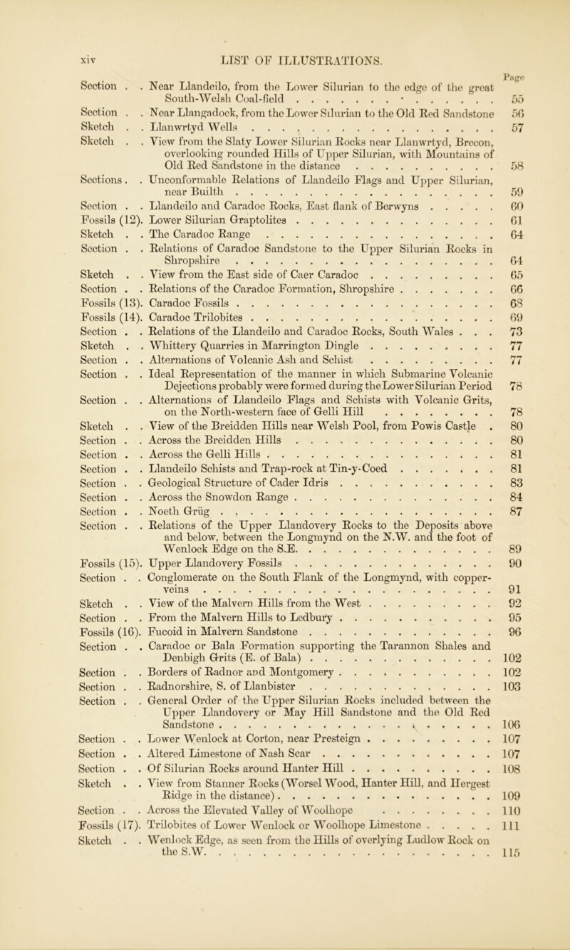 Section Section Sketch Sketch Sections. . Section . . Fossils (12). Sketch . . Section . . Sketch . . Section . . Fossils (13). Fossils (14). Section . . Sketch . . Section . . Section . . Section . . Sketch . . Section . . Section . . Section . . Section . . Section . . Section . . Section . . Fossils (15). Section . . Sketch . . Section . . Fossils (16). Section . . Section . . Section . . Section . . Section . . Section . . Section . . Sketch . . Section . . Fossils (17). Sketch . . Page Near Llandeilo, from the Lower Silurian to the edge of the groat South-Welsli Coal-field • 55 Near Llangadock, from the Lower Silurian to the Old Red Sandstone 56 Llanwrtyd Wells 57 View from the Slaty Lower Silurian Rocks near Llanwrtyd, Brecon, overlooking rounded Hills of LTpper Silurian, with Mountains of Old Red Sandstone in the distance 58 Unconformable Relations of Llandeilo Flags and Upper Silurian, near Builth 59 Llandeilo and Caradoc Rocks, East flank of Berwyns 60 Lower Silurian Graptolites 61 The Caradoc Range 64 Relations of Caradoc Sandstone to the Upper Silurian Rocks in Shrop.shire 64 View from the East side of Caer Caradoc 65 Relations of the Caradoc Formation, Shropshire 66 Caradoc Fossils 68 Caradoc Trilobites 69 Relations of the Llandeilo and Caradoc Rocks, South Wales ... 73 Whittery Quarries in Marrington Dingle «... 77 Alternations of Volcanic Ash and Schist 77 Ideal Representation of the manner in which Submarine Volcanic Dejections probably were formed during the Lower Silurian Period 78 Alternations of Llandeilo Flags and Schists with Volcanic Grits, on the North-western face of Gelli Hill 78 View of the Breidden Hills near Welsh Pool, from Powis Castle . 80 Across the Breidden Hills 80 Across the Gelli Hills 81 Llandeilo Schists and Trap-rock atTin-y-Coed 81 Geologiciil Structure of Cader Idris 83 Across the Snowdon Range 84 Noeth Grlig . 87 Relations of the Upper Llandovery Rocks to the Deposits above and below, between the Longmynd on the N.W. and the foot of Wenlock Edge on the S.E 89 Upper Llandovery Fossils 90 Conglomerate on the South Flank of the Longmynd, with copper- veins 91 View of the Malvern Hills from the West 92 From the Malvern Hills to Ledbury 95 Fucoid in Malvern Sandstone 96 Caradoc or Bala Formation supporting the Tarannon Shales and Denbigh Grits (E. of Bala) 102 Borders of Radnor rmd Montgomery ... * 102 Radnorshire, S. of Llanbistcr 103 General Order of the Upper Silurian Rocks included between the Upper Llandovery or May Hill Sandstone and the Old Red Sandstone 106 Lower Wenlock at Corton, near Presteign 107 Altered Limestone of Nash Scar 107 Of Silurian Rocks around Han ter Hill 108 View from Stanner Rocks (Worse! Wood, Hanter Hill, and Ilergest Ridge in the distance) 109 Across the Elevated Valley of Woolhope 110 Trilobites of Lower Wenlock or Woolhope Limestone m Wenlock Edge, as seen from tbe Hills of overlying Ludlow Rock on theS.W 115