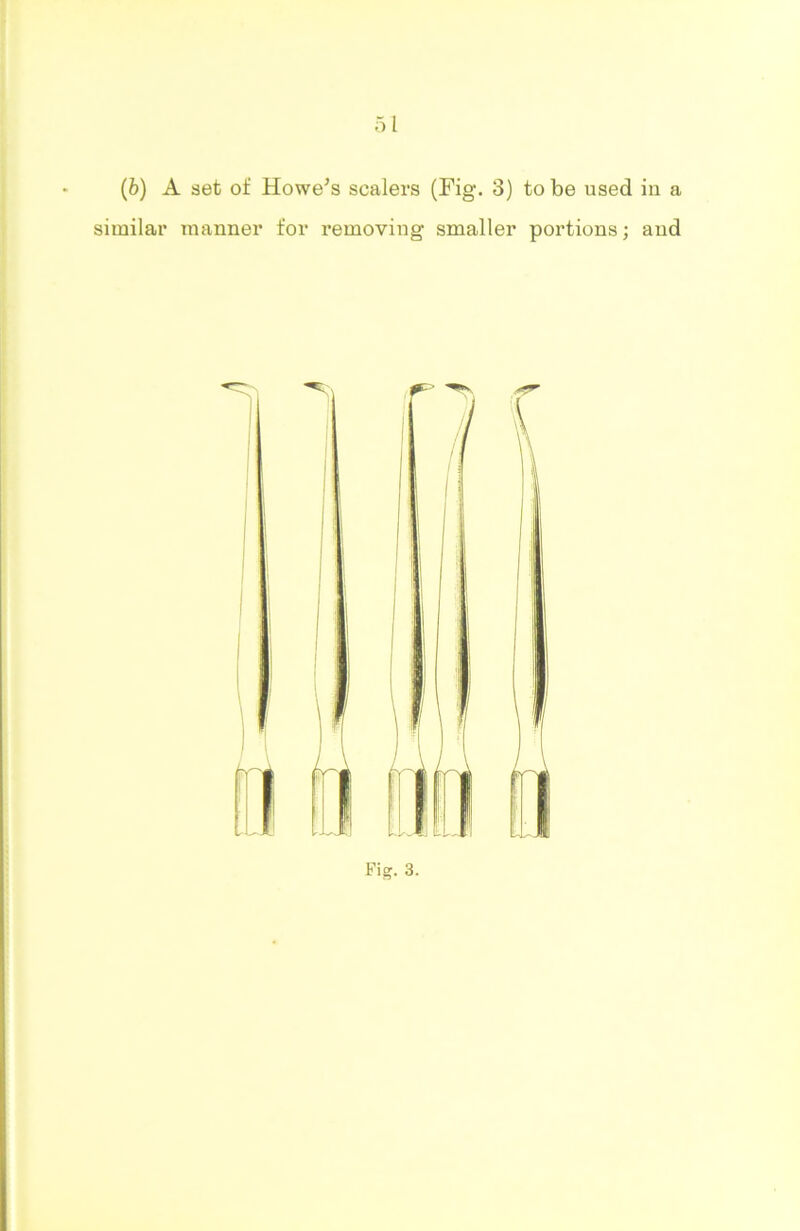 (b) A set of Howe’s scalers (Fig. 3) to be used iu a similar manner for removing smaller portions; and