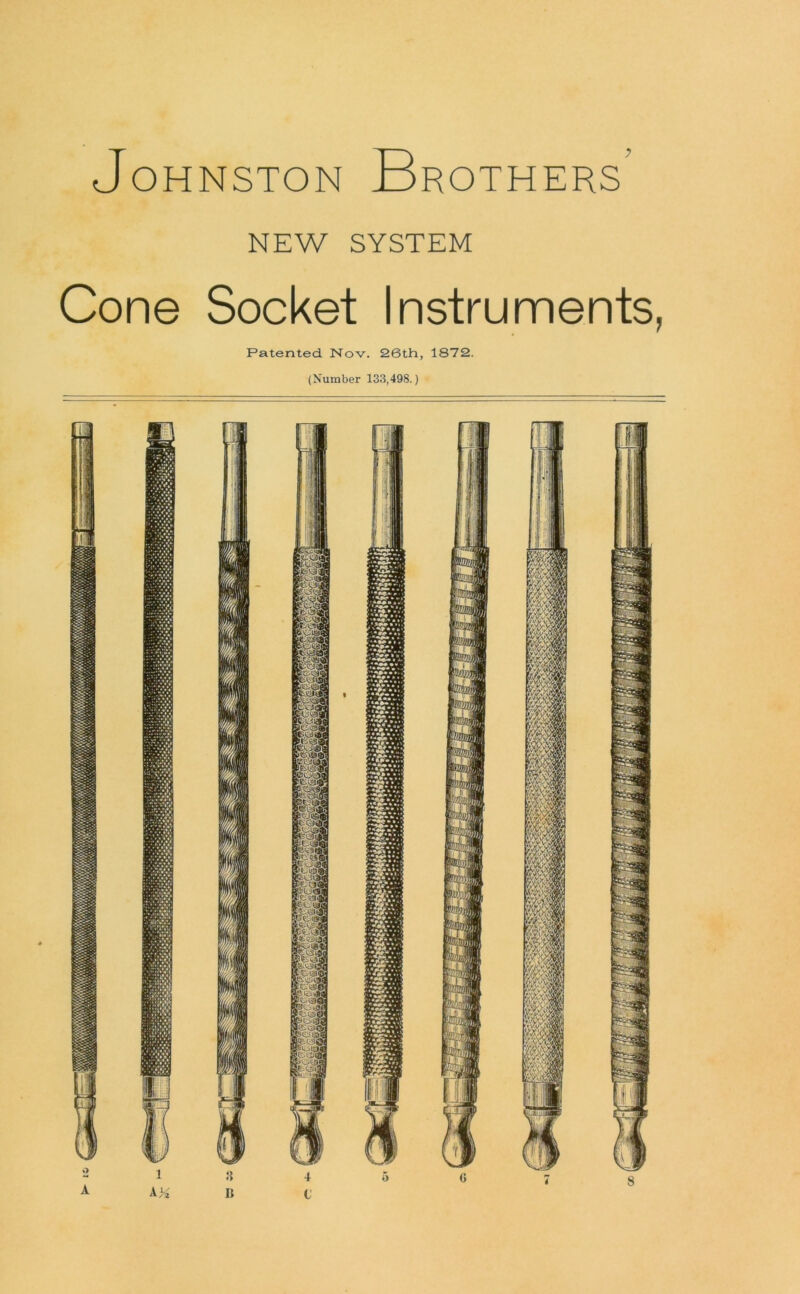 Johnston Brothers NEW SYSTEM Cone Socket Instruments, Patented. Nov. 26th, 1872. (Number 133,498.)