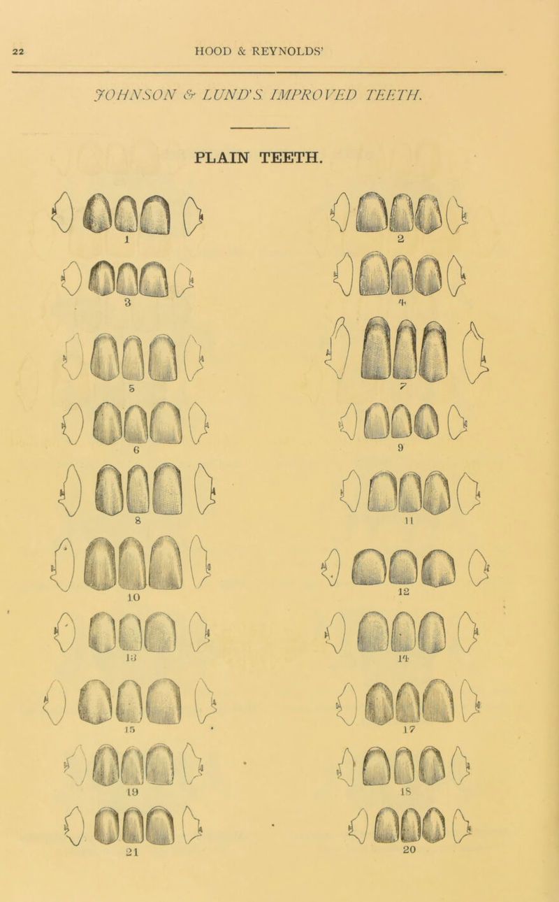 JOHNSON & LUND'S IMPROVED TEETH. PLAIN TEETH. 20