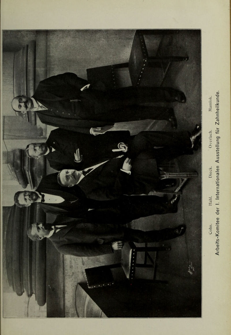 Cohn. liahl. Dieck. Overlach. Mamlok. Arbeits-Komitee der I. Internationalen Ausstellung fur Zahnheilkunde.