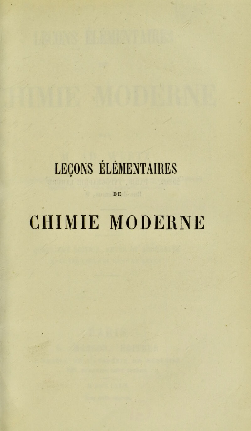 CHIMIE MODERNE