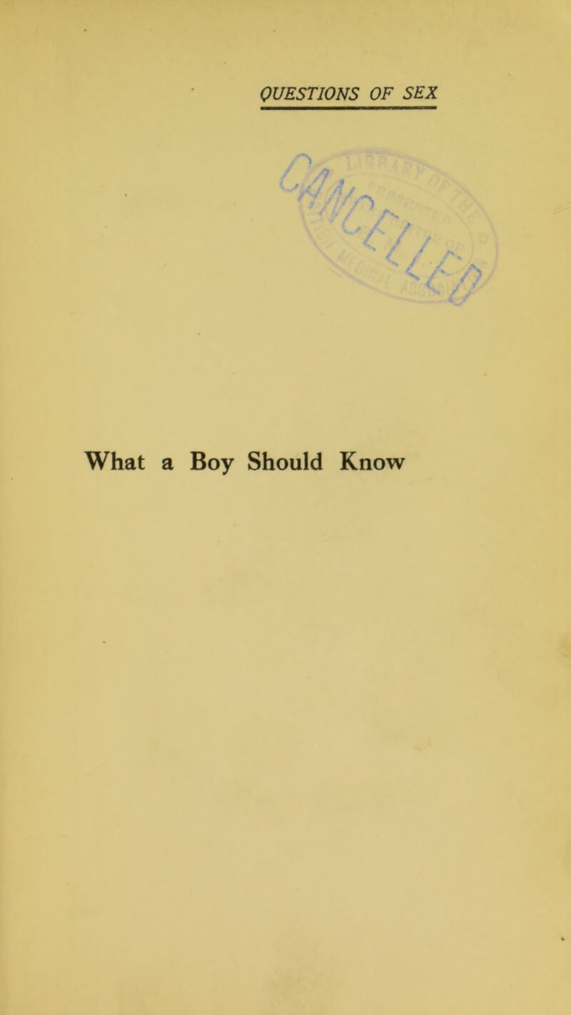 QUESTIONS OF SEX r; ■■ A' What a Boy Should Know