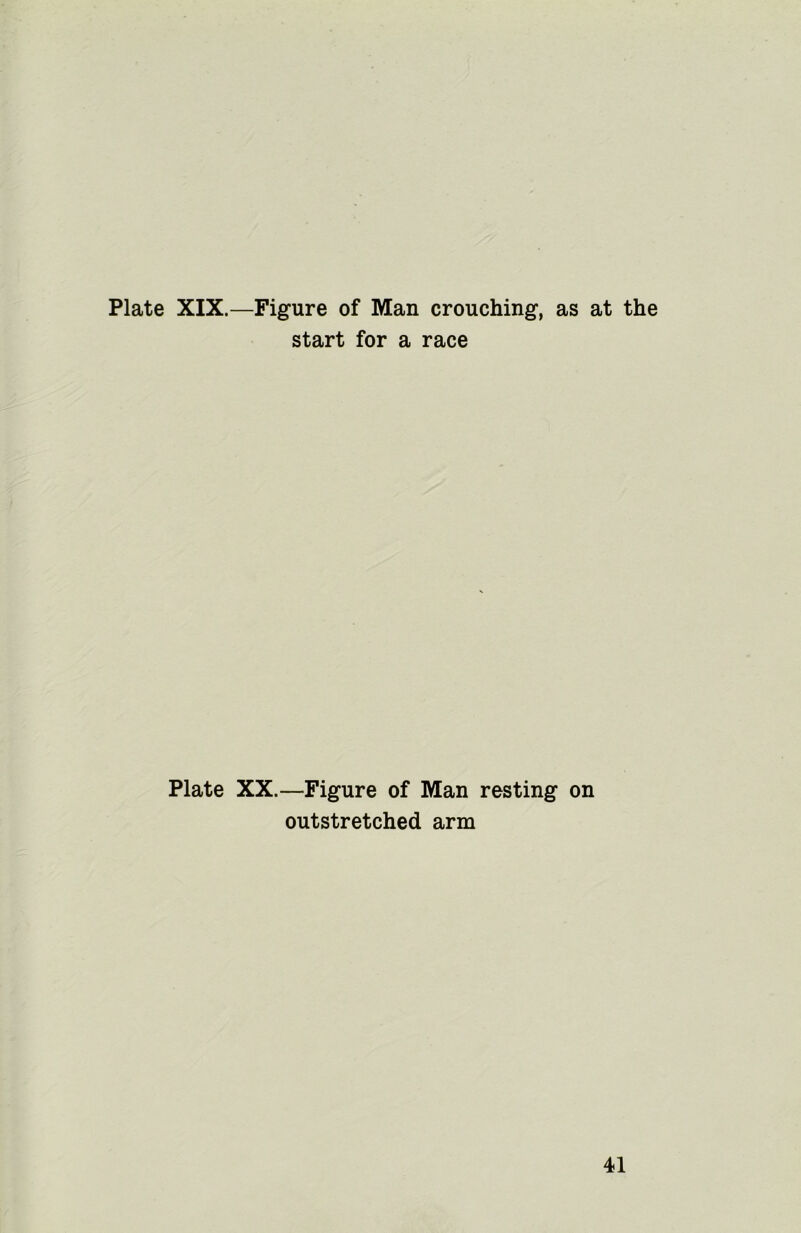 start for a race Plate XX.—Figure of Man resting on outstretched arm