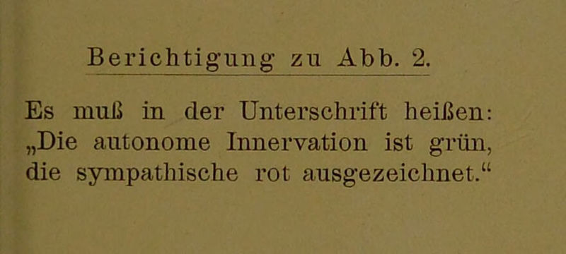 Es muh in der Unterschrift heißen: „Die autonome Innervation ist grün,