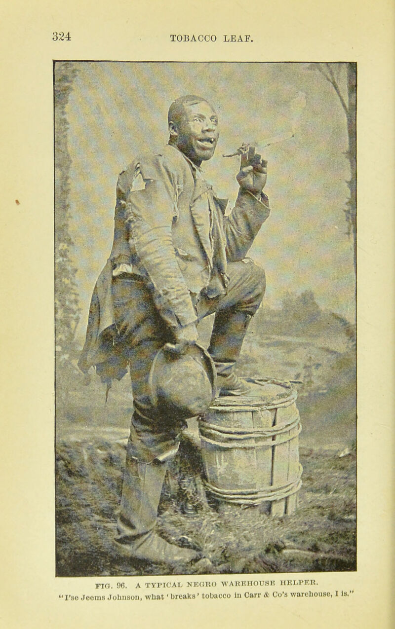 FIG. 06. A TYPICAL NEGRO WAREHOUSE HELPER. “ I’se Jeerns Johnson, what1 breaks ’ tobacco In Carr & Co’s warehouse, I is.