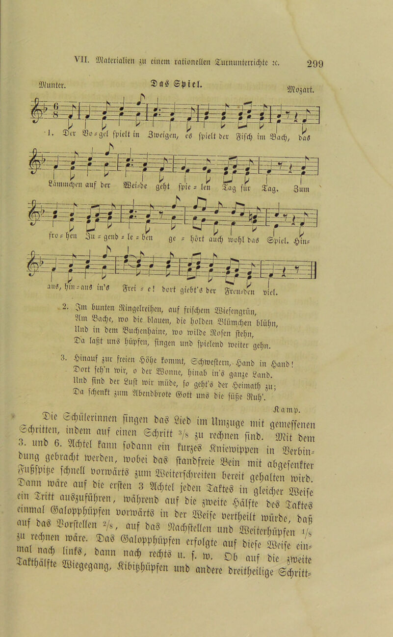Munter. S8®1’'- OT.jart. ■ m„.Z.f a.'.n • n...' K . . . I V t. Ser Sorget fpielt in Bmeigen, eö fpielt ber gifrf; im 33 a cf), PaS 4—Ar-J _ 4—*L_, | , ^ *- ?•]:*--* vli:> t üammepen auf ber I —f—L—1«—* I 1; i ü 3ßei=be gef;t fpie 5 len ‘ ‘ I I £ag. Bum U p Sag für rrcM;eu 3u = genb * le 5 ben ne r Tirtrt »Ltn t. J,..-., Jf. Öe 1 f;ört au cf) mofjf baö Spiel, %uu oi..-» . ... j ' .1 > /-*- . I aus, I;insnu<5 tu’« ~U~j ir grei.-e! bort giebt’ö ber grenzen »lei. - 2. gm bunten Oiingelreifjcn, auf frifeffem SBiefengrim, ?tm Sadtje, mo bic blauen, bie I;olbcn 23Iümcf)en blüf;it, ltnb in bern 23ucfjenl;aine, mo milbe Olafen ftefm, ®a Ift^ UIK’ Hüpfen, fingen unb fpielenb meiter gef;n. 3. Jmauf jur freien £öl;e fontmt, ©d;m<§ern, §anb in §anb! f ort fei) n mir, 0 ber Sßonne, Iji nab in’ö ganje «anb. Unb fmb ber Sufi mir imibe, fa gefjt’ö ber §eimatf; nt; -ta fcfjenft jitm Slbenbbrote ©ott uns bie fiifje OM/. _. .. Ha mp. ' er* ®t m P8° b“8 8itb im »« mit gemeffmen 3 l 6 Zf ff c7 ®d’ritt :'/s i“ 4»™ rmb. Mit brat ' unb 6. Jd)td fann fobann cm furjeS ffnictotoben in Serbin- b2 .fp6™4,‘lctbc: lBo6ci b«« l»«nbfteie Sein mit nbgefonftot- !l öorrocu‘tg sum fficiterfdtrciten bereit gehalten mirb. 4.ann ;Ware auf bic erften 3 9ld;tct jeben Saftcö in gtcidicr Weife ent Sntt au^ufu^ren, tofl&renb auf bie jtoeitc Hälfte be§ Saftcg fuunat ©afop^ubfen »omärti in ber Steife bertljcilt mürbe' bafi r r *tpc,icn 2/8 - °uf b“? »»b ffldt »,t u eebum wat*. ®as <S«uw!m„fm erfolgte auf biefe m ?cit mol noef) Imf«, bann nacfi reibt* u. f m n , J s, V rattbälftc ffiiegegang, ffibitffitfra unb anbere breitfjlige Sd;ritt
