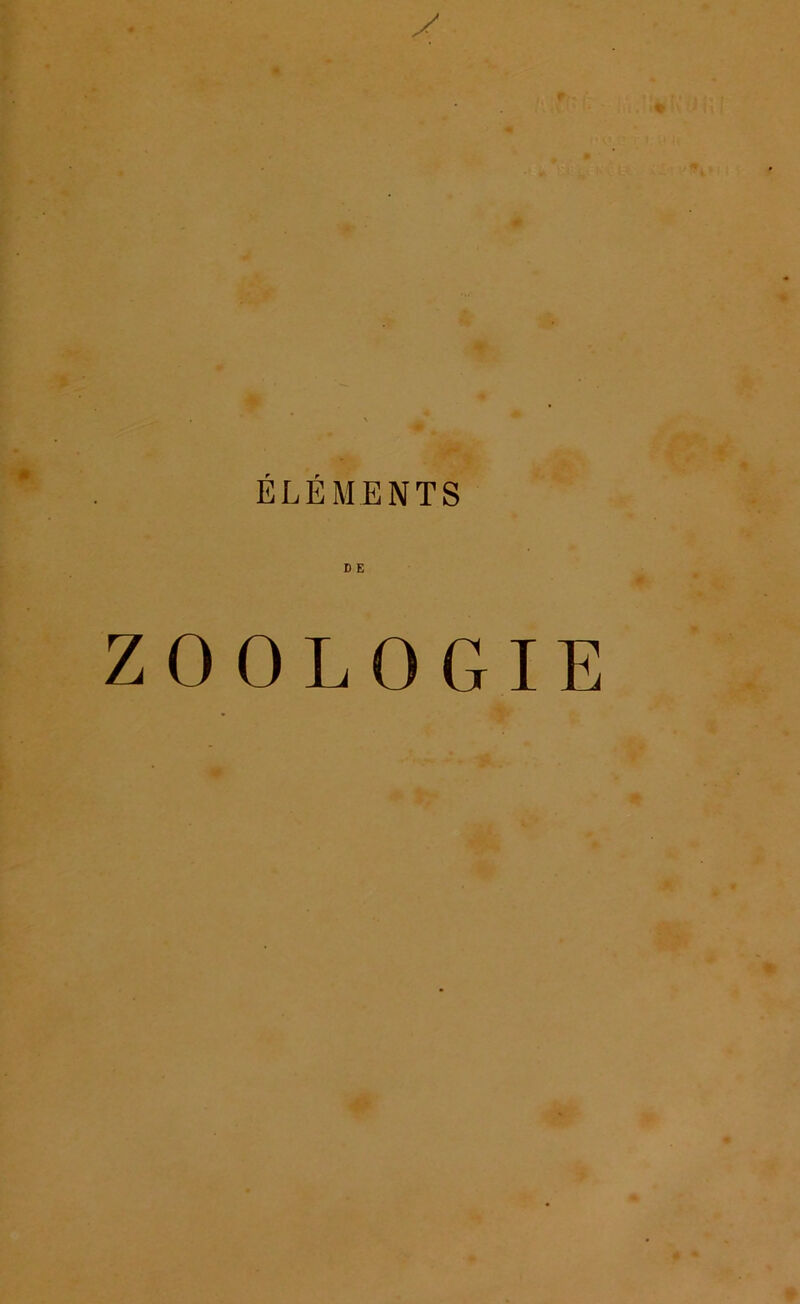 ELEMENTS D E ZOOLOGIE