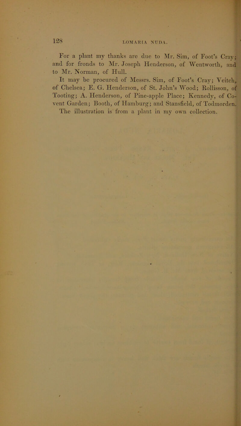 128 LOMAKtA NTJDA. For a plant my thanks arc due to Mr. Sim, of Foot’s Cray; and for fronds to Mr. Joseph Henderson, of Wentworth, and to Mr. Norman, of Hull. It may be procured of Messrs. Sim, of Foot’s Cray; Veitch, of Chelsea; E. G. Henderson, of St. John’s Wood; Rollisson, of Tooting; A. Henderson, of Pine-apple Place; Kennedy, of Co- vent Garden; Booth, of Hamburg; and Stansfield, of Todmorden.