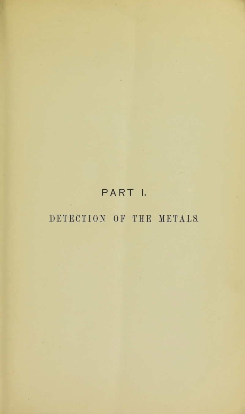 PART I. DETECTION OF THE METALS.