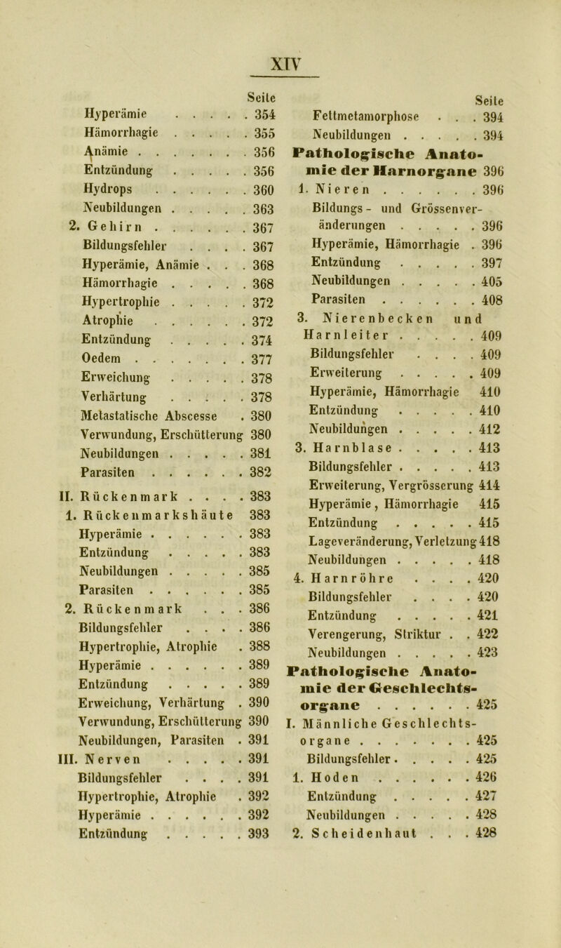 XI\ Seile Seile Hyperämie .... 354 Fettmetamorphose . . . 394 Hämorrhagie .... 355 Neubildungen .... . 394 ^nämie 356 Pathologische Anato- Entzündung .... 356 inie der Harnorgane 396 Hydrops 360 1. N i e r e n 396 Neubildungen 363 Bildungs - und Grössenve r- 2. G e h i r n 367 Änderungen .... 396 Bildungsfehler . . . . 367 Hyperämie, Hämorrhagie 396 Hyperämie, Anämie . . 368 Entzündung .... 397 Hämorrhagie 368 Neubildungen .... 405 Hypertrophie 372 Parasiten 408 Atrophie 372 3. Nierenbecken und Entzündung 374 Harnleiter 409 Oedem 377 Bildungsfehler . . . . 409 Erweichung 378 Erweiterung 409 Verhärtung . . . . . 378 Hyperämie, Hämorrhagie 410 Metastatische Abscesse 380 Entzündung 410 Verwundung, Erschütterung 380 Neubildungen 412 Neubildungen 381 3. Harnblase 413 Parasiten 382 Bildungsfehler 413 Erweiterung, Vergrösserung 414 II. R ü c k e n m a r k . . . . 383 Hyperämie, Hämorrhagie 415 1. R iick e n m a r k s h ä u t e 383 Entzündung 415 Hyperämie 383 Lageveränderung, Verletzung -418 Entzündung 383 Neubildungen 418 Neubildungen 385 4. H a r n r ö h r e . . . . 420 Parasiten 385 Bildungsfehler . . . . 420 2. Rückenmark . . . 386 Entzündung 421 Bildungsfehler . . . . 386 Verengerung, Striktur . . 422 Hypertrophie, Atrophie 388 Neubildungen 423 Hyperämie 389 Pathologische Anato- Entzündung 389 mie der Geschlechts^ Erweichung, Verhärtung . 390 organe 425 Verwundung, Erschütterung 390 I. Männliche Geschlechts Neubildungen, Parasiten . 391 organe 425 III. Nerven 391 Bildungsfehler..... 425 Bildungsfehler .... 391 1. Hoden 426 Hypertrophie, Atrophie 392 Entzündung 427 Hyperämie 392 Neubildungen 428