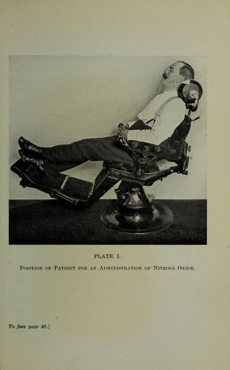 PLATE I. Position of Patient for an Administration of Nitrous Oxide. To face page 40.]