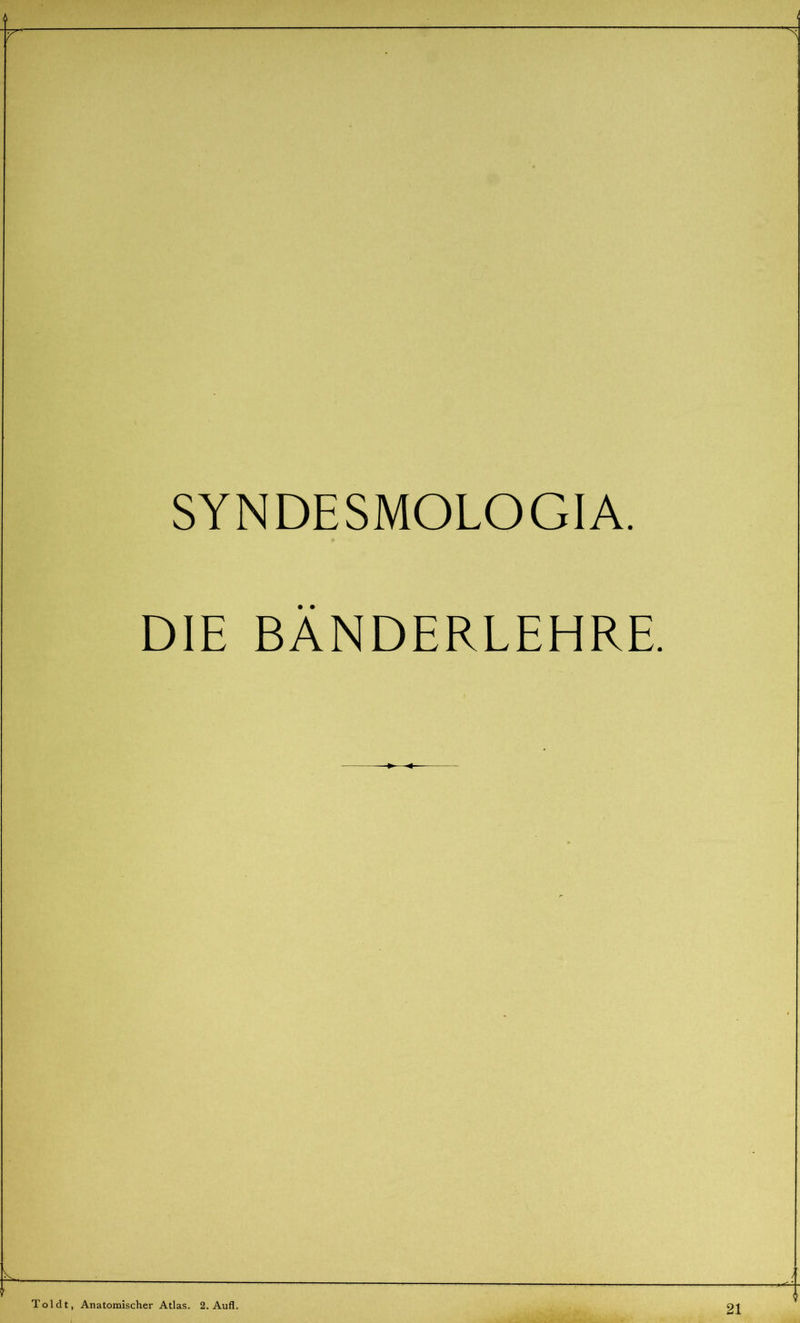 SYNDESMOLOGIA. DIE BÄNDERLEHRE. Toldt, Anatomischer Atlas. 2. Aufl.