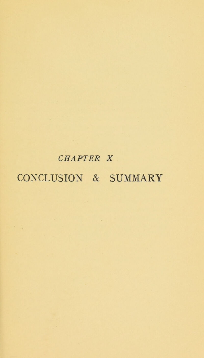 CHAPTER X CONCLUSION & SUMMARY