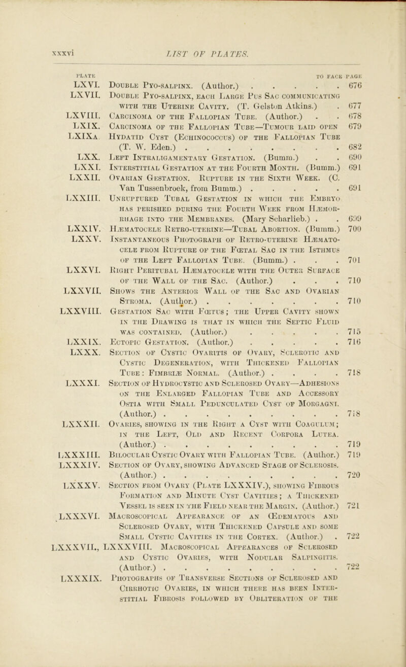 PLATE TO FACE PAGE LX VI. LX VII. LXVIII, LXIX. LXIXa LXX. LXXI. LXXII. I.XXIIT. LXXIV. LXXV. LXXVI. LXXVII. LXXVIII. LXXIX. LXXX. LXXXI. LXXXIE. LXXXILI. LXXXIV. LXXXV. LXXXVI. LXXXVIL, LXXXIX. Double Pyo-salpinx. (Author.) . . . . . Double Pyo-salpinx, each Large Pus Sac communicating WITH THE Uterine Cavity. (T. Gelstun Atkins.) Carcinoma of the Fallopian Tube. (Author.) Carcinoma op the Fallopian Tube—Tumour laid open Hydatid Cyst (Echinococcus) op the Fallopian Tube (T. W. Eden.) ........ IjEpt Intraligamentary Gestation. (Bumra.) Interstitial Gestation at the Fourth Month. (Butnm.) Ovarian Gestation. Eupture in the Sixth Week. (C. Van Tussenbroek, from Bumm.) ..... Unruppured Tubal Gestation in which the Embryo has perished during the Fourth Week from Hemor- rhage INTO THE Membranes. (Mary Scharlieb.) . Hematocele Eetro-uterine—Tubal Abortion. (Bumm.) Instantaneous I‘hotograph op Eetro-uterine Hemato- cele FR03I IiUPTURE OP THE FCETAL SaC IN THE ISTHMUS OF THE Left Fallopian Tube. (Bumm.) . Eight Peritubal Hematocele with the Outer Surface OF THE Wall of the Sac. (Author.) Shows the Anterior Wall of the Sac and Ovarian Stroma. (Autlmr.) ....... Gestation Sac with Fcetus; the Upper Cavity shown IN THE Drawing is that in which the Septic Fluid WAS CONTAINED. (AutljOr.) ..... Ectopic Gestation. (Aiitlior.) ..... Section of Cystic Ovaritis of Ovary, Sclerotic and Cystic Degeneration, with Thickened Fallopian Tube : Fimbri.® Normal. (Author.) .... Section of Hydrocystic and Sclerosed Ovary—Adhesions ON THE Enlarged Fallopian Tube and Accessory Ostia with Small Pedunculated Cyst of Morgagni. (Author.) ......... Ovaries, SHOWING in the Uight a Cyst with Coagulium; IN THE Left, Old and Becent Corpora Lutea. (Author.) ......... Bilocular Cystic Ovary with Fallopian Tube. (Author.) Section of Ovary, showing Advanced Stage of Sclerosis. (Author.) . . . . Section from Ovary (Plate LXXXIV.), showing Fibrous Formation and Minute Cyst Cavities; a Thickened Vessel is seen in the Field near the Margin. (Author.) Macroscopical Appearance of an (Edematous and Sclerosed Ovary, with Thickened Capsule and some Small Cystic Cavities in the Cortex. (Author.) LXXXVIII. Macroscopical Appearances of Sclerosed AND Cystic Ovaries, with Nodular Salpingitis. (Author.) ......... I’lIOTOGRAPHS OF TRANSVERSE SECTIONS OF SCLEROSED AND Cirrhotic Ovaries, in which there has been Inter- stitial Fibrosis followed by Obliteration of the 676 677 ()78 679 682 690 691 691 699 700 701 710 710 715 716 718 718 719 719 720 721 722 ■22