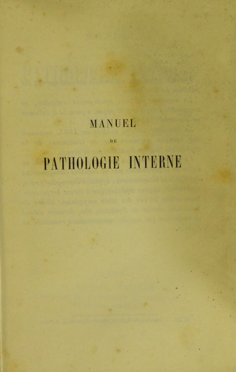 MANUEL PATHOLOGIE INTERNE