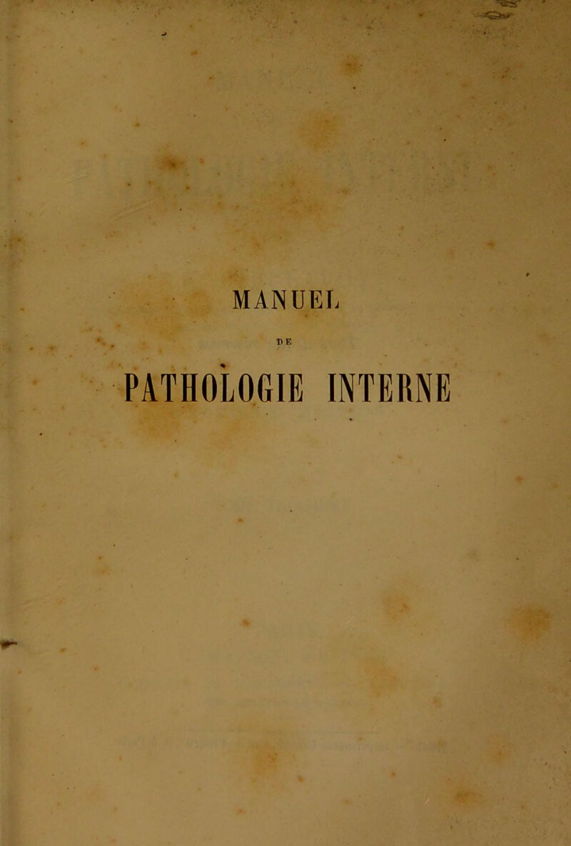 MANUEL DF, PATHOLOGIE INTERNE