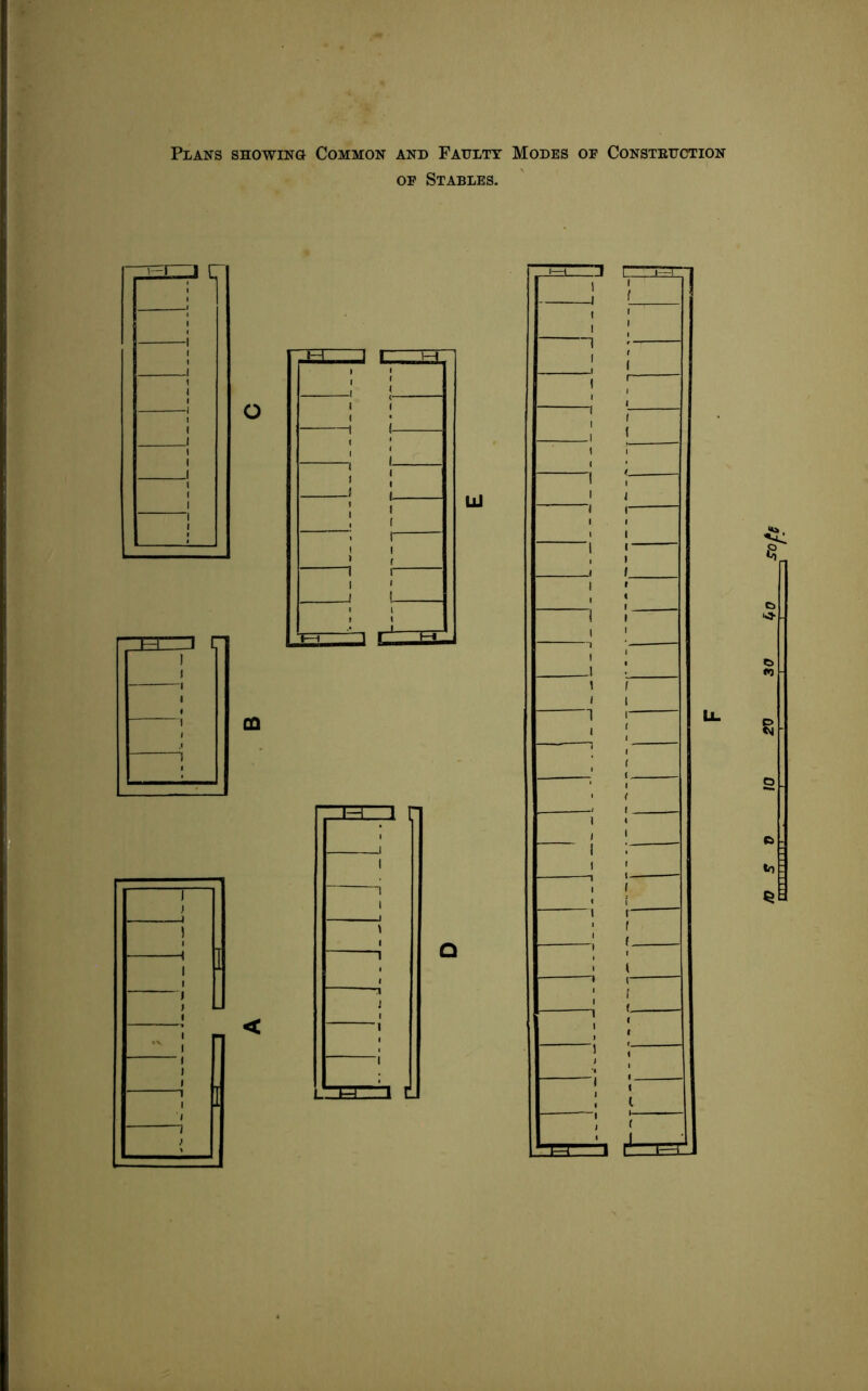 Plans showing Common and Faulty Modes op Construction op Stables. sa tr -H .] 1 1 t f < i 1 « 1 1 i 1 1 i ) ( 1 i r i i | l t 1 u 03 i n L H.J U 1 1 1 1 ~1 i1 h=£