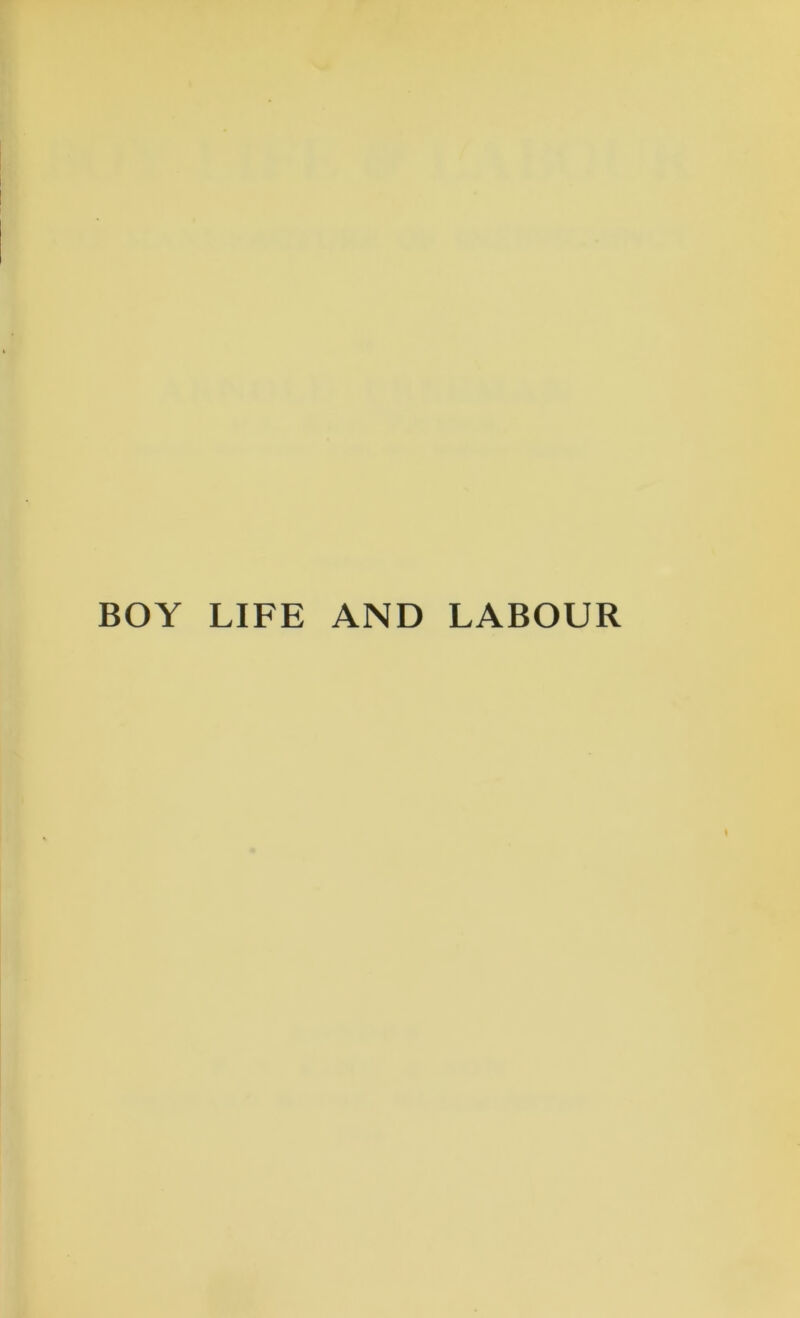 BOY LIFE AND LABOUR