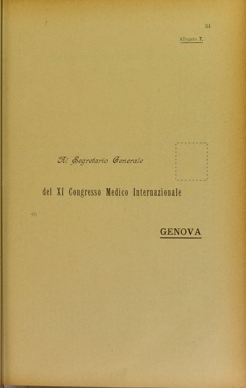 Segrefario (Generate del XI Congresso Medico Internazionale GENOVA