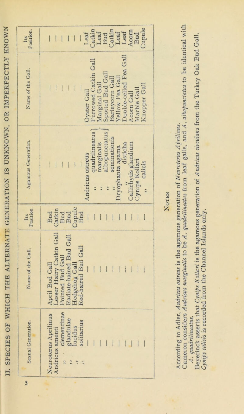 II. SPECIES OF WHICH THE ALTERNATE GENERATION IS UNKNOWN, OR IMPERFECTLY KNOWN C o '■/) o a, rt O 1) o o> 6 a !2; c o p o £ «3t C o c V O X 0) CO c o y)*- •W .tn I—« </3 o 0. I 1 C G .G ^ ^ ^ d; ^ a; P d) j «jcq o„- O 3 CL ^pq 3 u c3 o o3 O rt o . *T3 O (3 3 -pq tuO ■ Pr- rt T3 <u (Li O (/J ll >. 3 ((3 O rt (D oo;g C D (U 0PL< V (U o 5  (U ° c3 33 c(3 O «o W rt^ o S c/^ pq >H C <P Lh (U a, a o 3 CO 3 1- 3 -S 3 CO .35 3 3 3 3 ^ -a a ^Bb c/3 3 3 3 O CT* C 3 CO CO 3 O '2 - - - - 33 * 3 <! ^ E 3.3 S S3 3 .3 So.2 g. 3 33 3 .M 3 3 .3 a o >, )-i Q be o o 33 - r; CO ~u a B'a 3 3 >> u o 3 ii 33 -ri 33 33 3 33 3 -:2 3 3 u S pq rt cq pq 3 pq o u 3 o 3 o 3 33 '3 C4 o Oj 13 3 pq 0 V u o 33 33 33 3 4>» •o n o b'3 4) L.I 3 o pq V B 33 3 c3 ffi pq 3 .3 1 b£ o d (U Ih cj Z m (U 33 (U +-» 4) <4-> 3 .3 4) be • ^ 3 -a * u (/) (/} 3 d 33 33 CX o; 'o 3 4) 43 < PL( P^ ffi CO 3 3 cu 3 3 3 •a 3 CO 3 *c S .H 3 a c ^ 33 3 < I 6 3 :s .- O .3 L.I Ih 3 33 (U c gj 3 C3 -H Q O cej O W)35 CO I I I I I I I I I I 33 •4-t ■p *rt o *-*-» G Q nj <u rQ o •4-> to «5; •v» ta O ^C> gx; •£ c ^ o3 S ^ CjjO p CO W H O ;zi 02 tM 3 O § ‘d -S ^ S >1 (U -s 3 :;g tUO’^ 3 O Oi 3 3 ^ be 4) 3 d 4) o .3 -M .o CO ;:^ •-< <s 2 s s a § S - 2 ■s I 'I I u w <n Vh 33 'a ■*^ 'co 2§ tuo^ 3 G Sh o O o 4) E O 3 <U 3 A. quadrilitieatus. Beyerinck asserts that Cynips Kollari is the agamous generation of Andricus cimdans from the Turkey Oak Bud Gall. Cynips calicis is recorded from the Channel Islands only.
