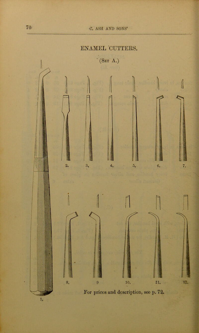 ENAMEL CUTTERS. ‘ (Set A.) \ K 1 1 i | \ 1 1 ; 1 3. 4 « 5. 1 1 i lil 6. For prices and description, see p. 72. 12. 1.