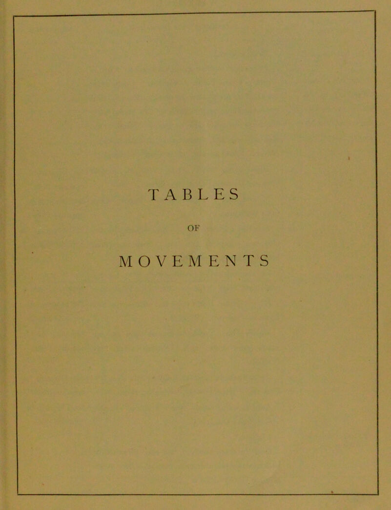 TABLES OF MOVEMENTS