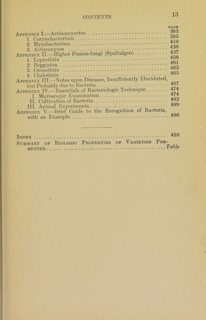 PAGE Appendix I.—Actinomycetes 1. Corynebacterium 2. Mycobacterium 3. Actinomyces Appendix II— Higher Fission-fungi (Spaltalgen) 1. Leptothrix 2. Beggiatoa 3. Crenothrix 4. Cladothrix T „i'' •'i V Y Appendix III.—Notes upon Diseases, Insufficiently Elucidated, but Probably due to Bacteria ; Appendix IV.—Essentials of Bacteriologic Technique I. Microscopic Examination II. Cultivation of Bacteria III. Animal Experiments Appendix V.—Brief Guide to the Recogmtion of Bacteria, with an Example 383 383 410 438 457 458 461 463 465 467 474 474 482 489 490 Index “*yo SUMMARY OF BlOLOGIC PROPERTIES OF VaRIETIES PRE- SENTED •* a*Re