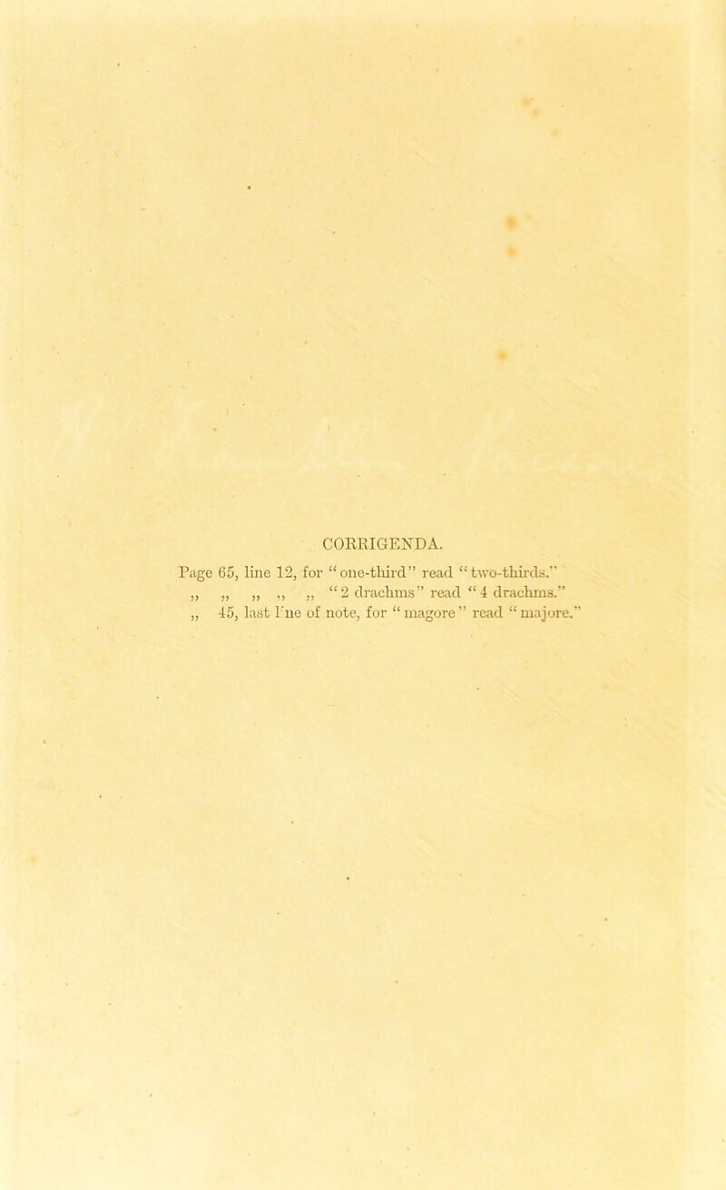CORRIGENDA. Page 65, line 12, for “one-tliird” read “two-thirds.” „ „ „ ,, „ “2 draelims” read “4 drachms.” „ 45, last l ue of note, for “rnagore” read “majore.”