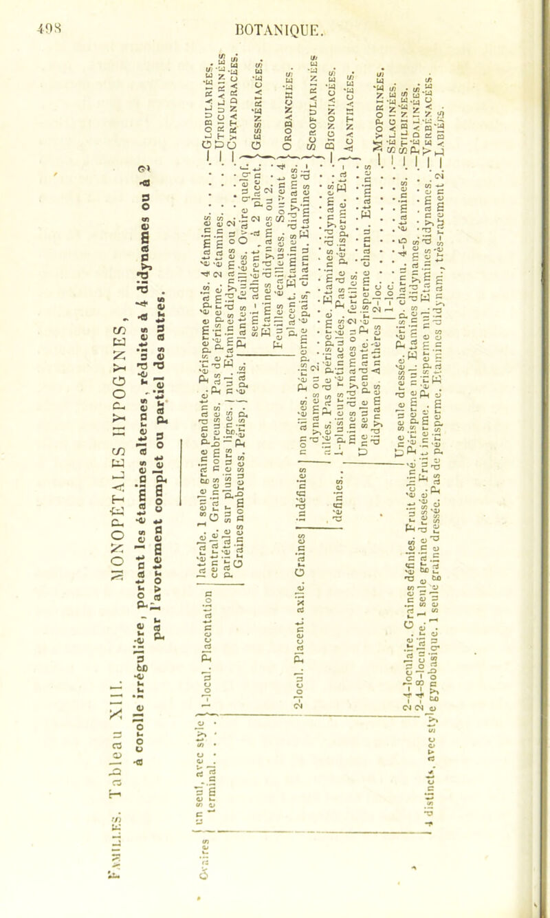 Familles. Tableau XIII. MONOPÉTALES IIYPOGYNES, W 3 G* 3 O O s « B •O *3 . ^ S o £ «I s fl) fl) •M V) 3 O T3 H3 u O _ • H S Ï O p, S 3 « ° 4-> V) fl) û) Jü a eu ■g s S g w MH 4-> w) 3 o o ï § ctj u ■m O S > O Ci Ph^ £ 03 ;£ * 'S 6D ■O O U w a .3 gSi VI (4 *14 O < 5 U! 14 *i4 3 fj •w 5; 5 < u J S | -3 td = 5 *w Z D Z. K ^ O < z -< b O H ca — h 0 a ai ►J h * ODO 111- t/3 C/î 14 Ü n 0 oS O O e; 0 ifl Z O -< 14 ‘W •<8 13 si CJ *- tn o tn <u O .—Verbénacées- —Labiées.
