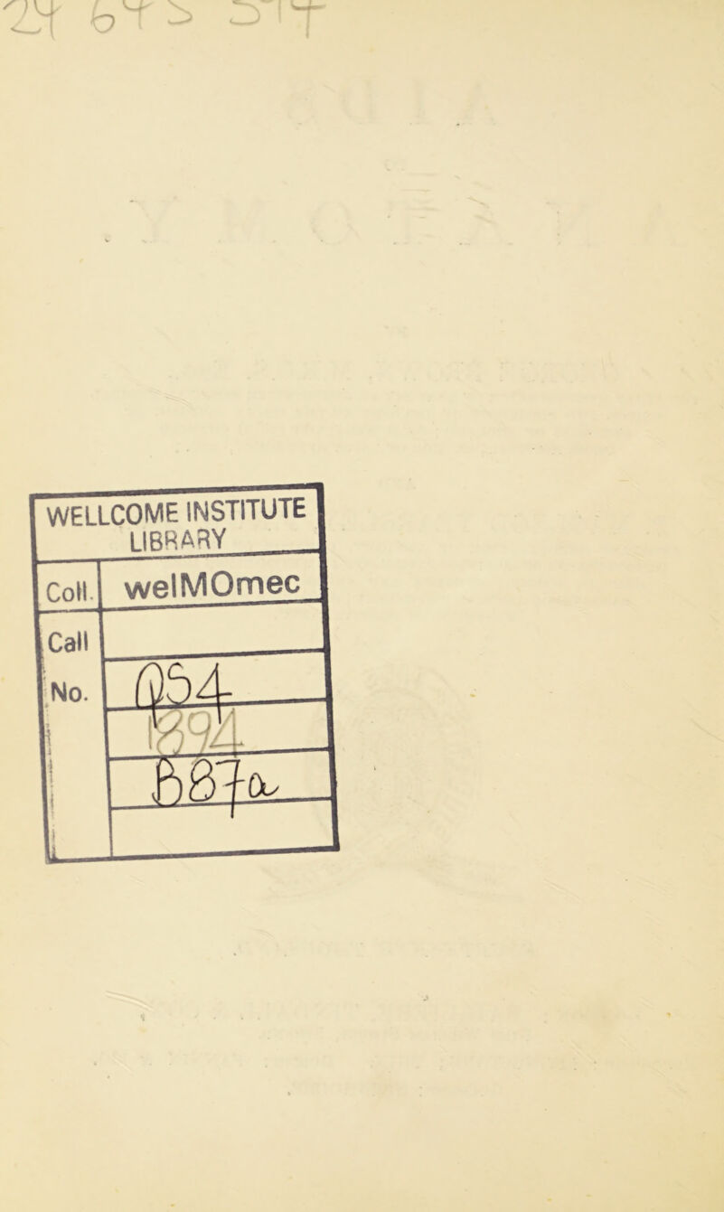 WELLCOME INSTITUTE LIBRARY welMOmec