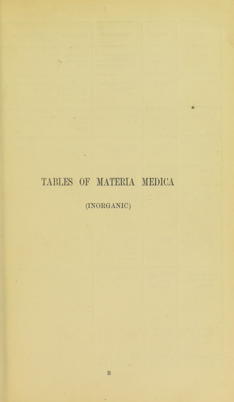 TABLES OF MATERIA MEDICA (INORGANIC)