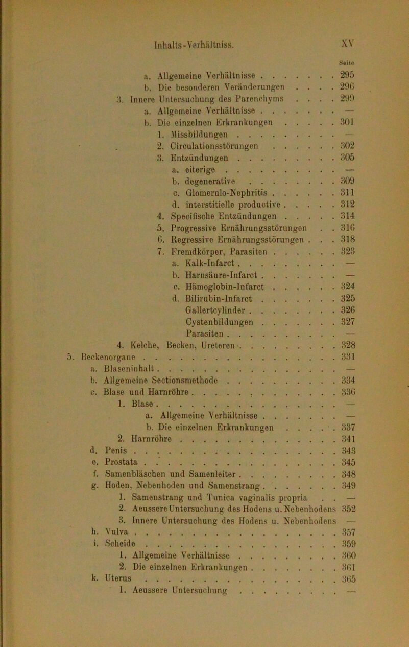 S«ito a. Allgemeine Verhältnisse 29.0 b. Die besonderen Veränderungen .... 2% 3. Innere Untersuchung des Parenchyms .... 299 a. Allgemeine Verhältnisse — b. Die einzelnen Erkrankungen 301 1. .Missbildungen — 2. Circulationsstörungen 302 3. Entzündungen 305 a. eiterige — b. degenerative 309 c. Glomerulo-Nepbritis 311 d. interstitielle productive 312 4. Specifische Entzündungen 314 5. Progressive Ernährungsstörungen . . 31G G. Regressive Ernährungsstörungen . . . 318 7. Fremdkörper, Parasiten 323 a. Kalk-Infarct — b. Harnsäure-Infarct — c. Hämoglobin-lnfarct 324 d. Bilirubin-Infarct 325 Gallertcylinder 326 Cystenbildungen 327 Parasiten — 4. Kelche, Becken, Ureteren 328 Beckenorgane 331 a. Blaseninhalt — b. Allgemeine Sectionsmethode 334 c. Blase und Harnröhre 336 1. Blase — a. Allgemeine Verhältnisse — b. Die einzelnen Erkrankungen . . . . . 337 2. Harnröhre 341 d. Penis 343 e. Prostata . 345 f. Samenbläschen und Samenleiter 348 g. Hoden, Nebenhoden und Samenstrang 349 1. Samenstrang und Tunica vaginalis propria . . — 2. Aeussere Untersuchung des Hodens u.Nebenhodens 352 3. Innere Untersuchung des Hodens u. Nebenhodens — h. Vulva 357 i. Scheide 359 1. Allgemeine Verhältnisse 360 2. Die einzelnen Erkrankungen 361 k. Uterus 3(55 1. Aeussere Untersuchung —