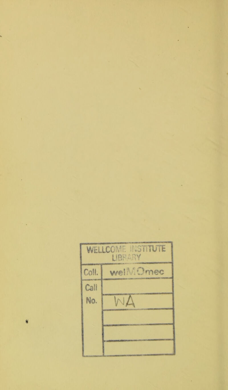 WbLLCGV. oTITUTE LIBRARY Colt. wei/. C'mec Call No. \nA