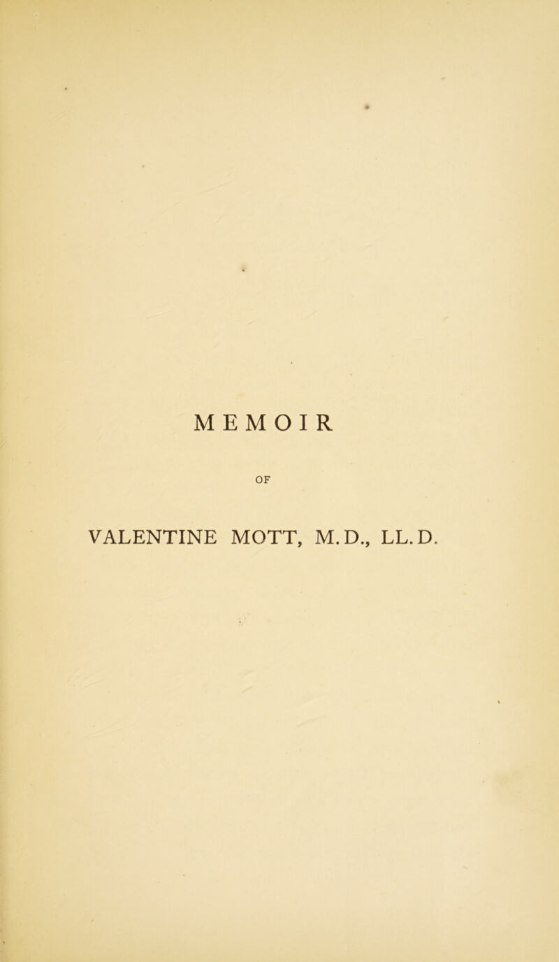 MEMOIR OF VALENTINE MOTT, M.D., LL.D.