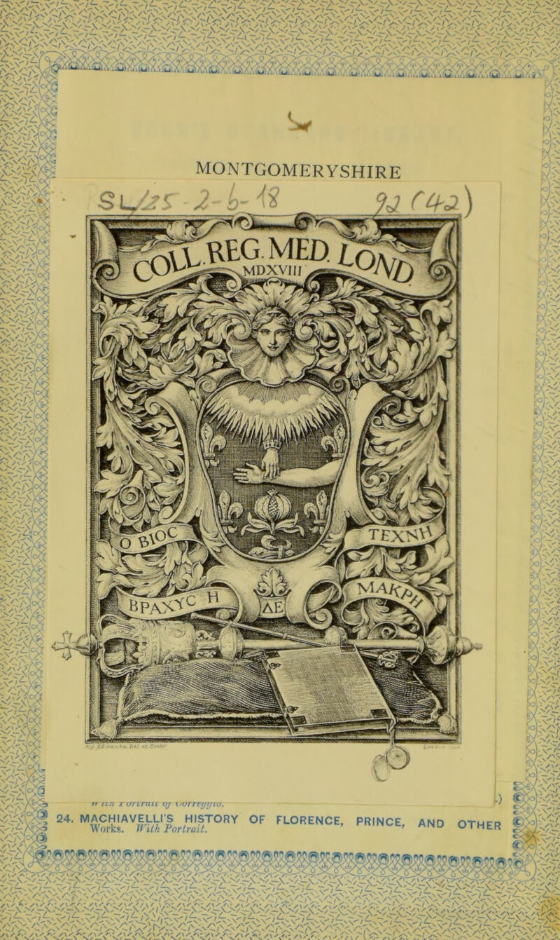 2^'-~2^v^ tNi-y/'A \''C'/'-Va> -VS-/‘tV>'-. vx.''^'/ ■X^Nc- uXAn ■' / 'f'/'^ r\/^A r'^'/'X'. • /<''0'<>; MONTGOMERYSHIRE Vx Ks' ;x :;:x uriTun vj \>(JTrrrfrfw 24. MACHIAVELLI'S HISTORY OF FLORENCE \'7Jr;rW? Works. WUk PorLruil. ’ -C/'-M*