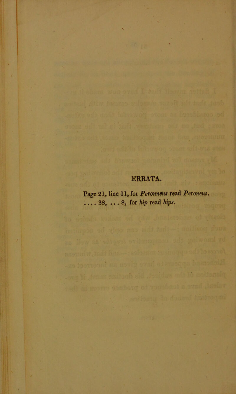 ERRATA. Page 21, line 11, foi Peronnetis read Peroneus. .... 38, ... 8, for hip read hips.