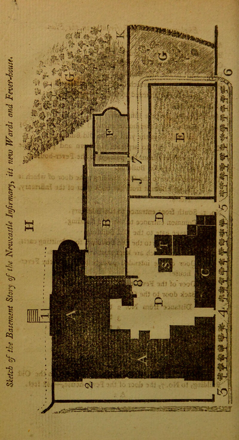 Sketch of the Basement Story of the Newcastle Infirmary, its new Wards and Fever-house.