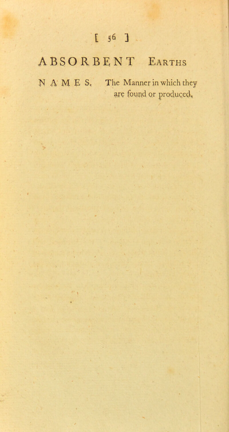 ABSORBENT Earths Is! A' M E S, The Manner in which they are found or produced. V.‘