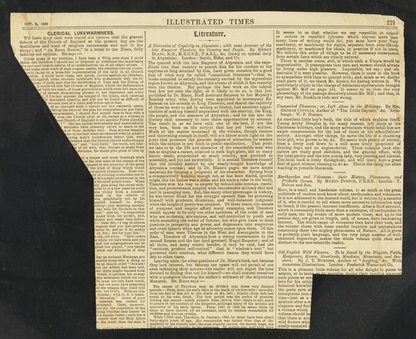 [Newspaper clipping (from the Illustrated Times, 3 October 1868) about 'Dr. Nelaton and the Siamese Twins' Chang and Eng].