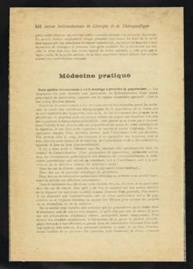 [Article from the Revue internationale de clinique et de thérapeutique (pages 487-8 - no date) entitled: Curiosités médico-chirurgicales : un cyclope humain - a single eyed infant, also lacking a nose].