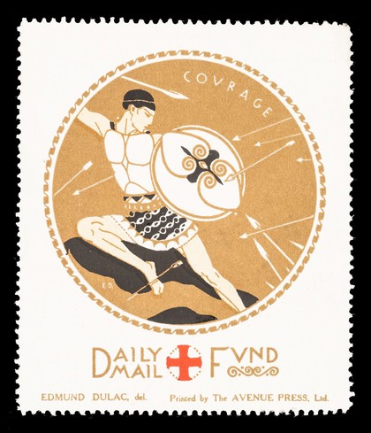 [Fund-raising sticker for the Daily Mail Red Cross Fund. Courage].