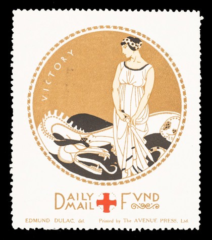 [Fund-raising sticker for the Daily Mail Red Cross Fund. Victory].