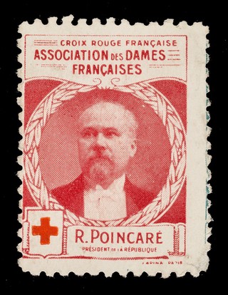 [Stamp-like sticker sold to raise funds for the French Red Cross. Bearing a portrait of: Gal. Poincaré].